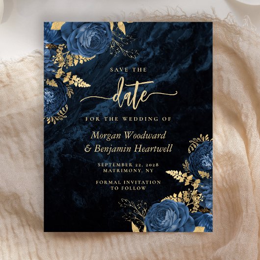 Papier Budget Marine Blue Gold Floral Wedding Enregistrer