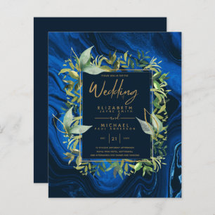 Papier BUDGET Marine Blue Gold Greenery Mariage Invite