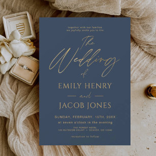 Papier Budget Marine Blue Gold Mariage Invitation moderne