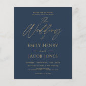 Papier Budget Marine Blue Gold Mariage Invitation moderne (Devant)