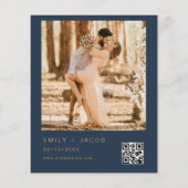 Papier Budget Marine Blue Gold Mariage QR Code code photo (Dos)