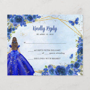 Papier Budget Marine Blue Gold Parties scintillant Floral