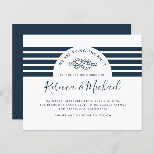 Papier Budget Marine Blue Nautical Tying Le Mariage De Kn (Devant / Derrière)