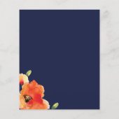 Papier Budget Marine Blue Orange Poppy Fête des mariées (Dos)