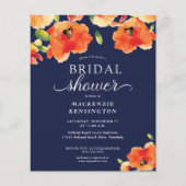 Papier Budget Marine Blue Orange Poppy Fête des mariées (Devant)