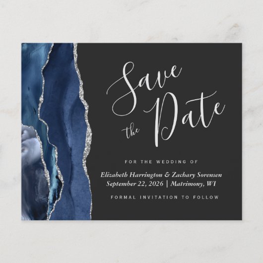 Papier Budget Marine Blue Silver Agate Dark Enregistrer l (Devant)