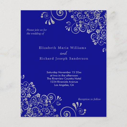 Papier Budget Marine Blue Silver Faire-part de mariage (Devant)
