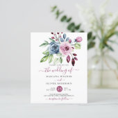 Papier Budget Marine Blue Wine Floral Faire-part de maria (Debout devant)