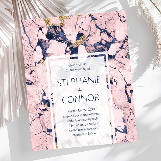 Papier Budget Marine Blush Gold Marble Faire-part de mari