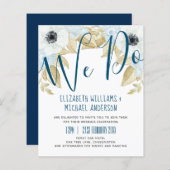 Papier Budget Marine Bue White Anemone Mariage Invitation (Devant / Derrière)