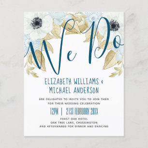 Papier Budget Marine Bue White Anemone Mariage Invitation