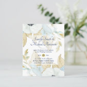 Papier Budget Marine Bue White Anemone Mariage Invitation (Debout devant)