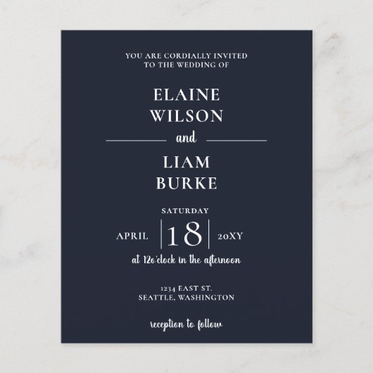 Papier Budget Marine Calligraphie Faire-part de mariage m (Devant)