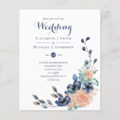 Papier Budget Marine Corail bleu Corail Floral Mariage In (Devant)