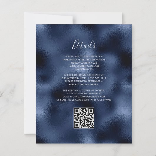 Papier Budget Marine Dusty Blue Floral Code QR Mariage (Dos)
