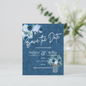 Papier Budget Marine Dusty Blue Floral Rustic Mariage (Debout devant)