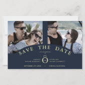 Papier Budget Marine Élégant rose 2 Photos Mariage chic (Devant)