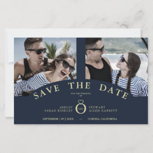Papier Budget Marine Élégant rose 2 Photos Mariage chic