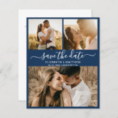 Papier Budget Marine et White Script Photo Enregistrer la (Devant / Derrière)