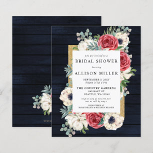 Papier Budget Marine Floral Bridal Show Invitation