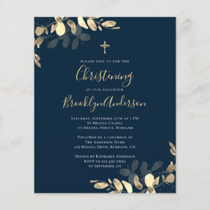 Papier Budget Marine Gold Eucalyptus Christening Invitati