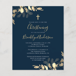 Papier Budget Marine Gold Eucalyptus Christening Invitati