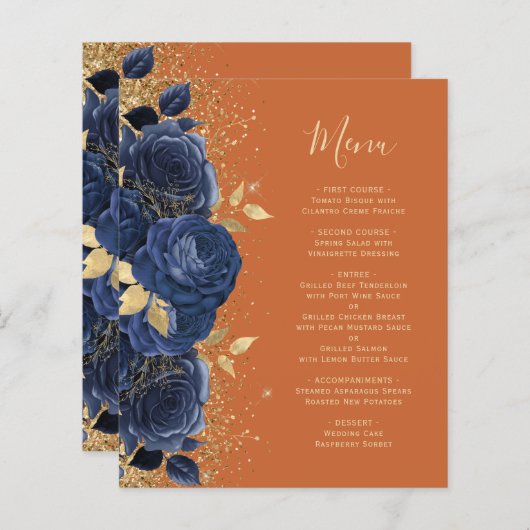 Papier Budget Marine Gold Floral Burange Orange Mariage M (Devant / Derrière)