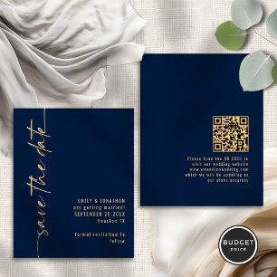 Papier Budget Marine Gold Script QR Wedding Enregistrer l