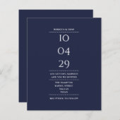 Papier Budget Marine Mariage bleu Date Invitation (Devant / Derrière)