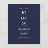 Papier Budget Marine Mariage bleu Date Invitation (Devant)