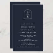 Papier Budget Marine Monogramme Invitation de la douche n (Devant / Derrière)