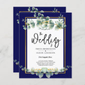 Papier BUDGET MARINE OR Eucalyptus Mariage Inviter QR COD (Devant / Derrière)