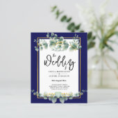 Papier BUDGET MARINE OR Eucalyptus Mariage Inviter QR COD (Debout devant)