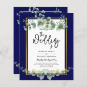 Papier BUDGET MARINE OR Eucalyptus Mariage Inviter QR COD (Devant / Derrière)