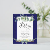 Papier BUDGET MARINE OR Eucalyptus Mariage Inviter QR COD (Debout devant)