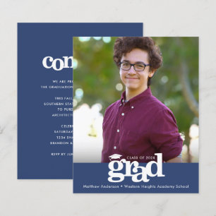 Papier Budget Marine Photo Graduation Audacieux Invitatio