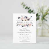 Papier Budget Marine rose Floral nuptiale Invitation (Debout devant)