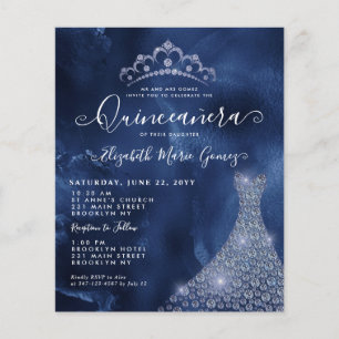 Papier Budget Marine Royal Blue Diamond Tiara Quinceanera