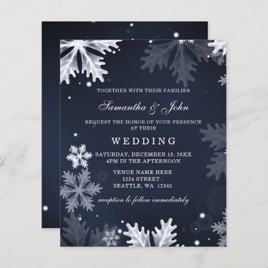 Papier Budget Marine Snowflakes Invitation au mariage hiv (Devant / Derrière)
