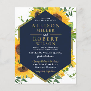 Papier Budget Marine Tournesol Faire-part de mariage rust