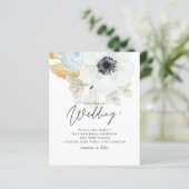 Papier BUDGET Marine White Gold Floral Wedding Invitation (Debout devant)
