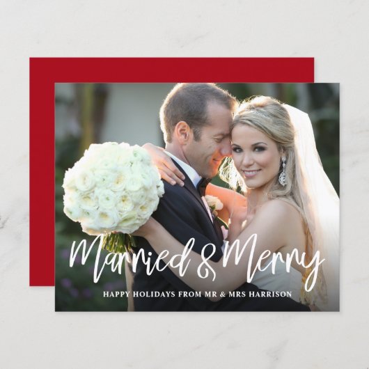 Papier Budget Married Merry Script Photo Holiday (Devant / Derrière)