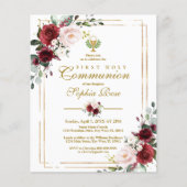 Papier Budget Marsala & Gold Chalice Communion Invitation (Devant)