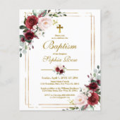 Papier Budget Marsala & Gold Frame Baptism Invitation (Devant)