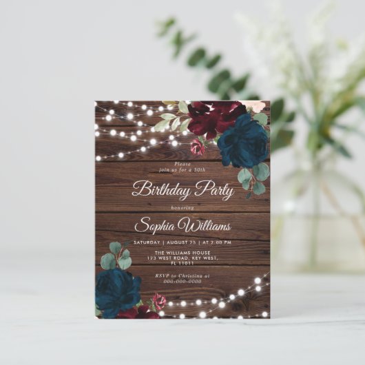 Papier Budget Marsala & Marine Anniversaire Fête Invitati (Debout devant)