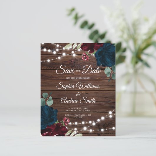 Papier BUDGET Marsala & Marine Bois Rustique Enregistrer (Debout devant)