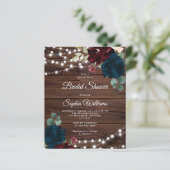 Papier Budget Marsala & Marine Nuptiale Douche Invitation (Debout devant)