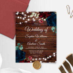 Papier Budget Marsala & Marine Rustic Faire-part de maria