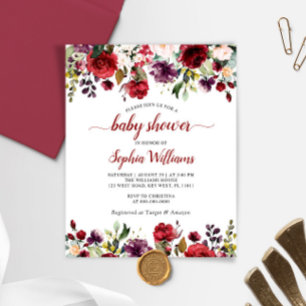 Papier Budget Marsala & Rose Rose Baby shower Invitation