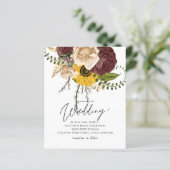 Papier BUDGET Marsala Roses Tournesols de mariage Invitat (Debout devant)